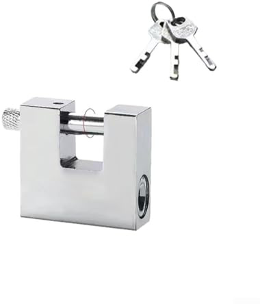 Candado resistente en forma de D con 3 llaves, cerradura de seguridad antirrobo impermeable, aleación de zinc endurecido chapado en cromo para puertas de garaje, unidades de almacenamiento (40 mm)