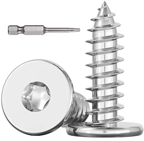 Dayalo 100 st. träskruvar Torx M3 x 30 mm, platt huvud rostfritt stål A2 V2A | Självgängande med full gänga, förstärkt huvud och torx-bit; för träanslutningar, möbelbyggnad, hyllor och reparationer