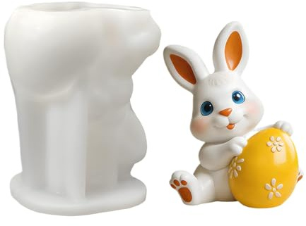 Moules à Bougie en Silicone,Moule Œuf Réutilisable Résistant à la Chaleur - Moule Lapin 3D - pour Grands et Petits Fête de Pâques Anniversaire Maison