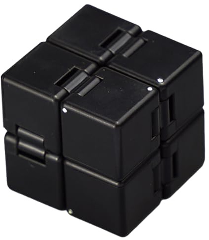 MUNZE Infinity Cube Fidget Toy, 1 Pieza Cubo Mágico Antiestrés Para Adultoss, Alivio De Ansiedad Y Estrés, Matar El Tiempo Para Personal De Oficina (Negro, 8X4X2Cm)
