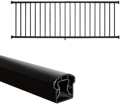 Weatherables 42 in. H x 8 ft. W Stanford Deck Railing Kit – Aluminum Porch & Balcony Railing Kit with Black Powder-Coated Finish, Adjustable Outdoor Hand Rail System