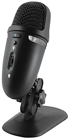 Cyber Acoustics Premium USB Condenser Microphone with Colored LED Lights - Featuring Dual Recording Patterns - Compatible with PC and Mac (CVL-2009)