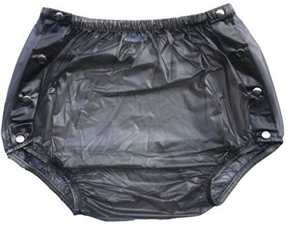 Haian Culottes en plastique à clipser pour incontinence adulte (taille XL, noir transparent)