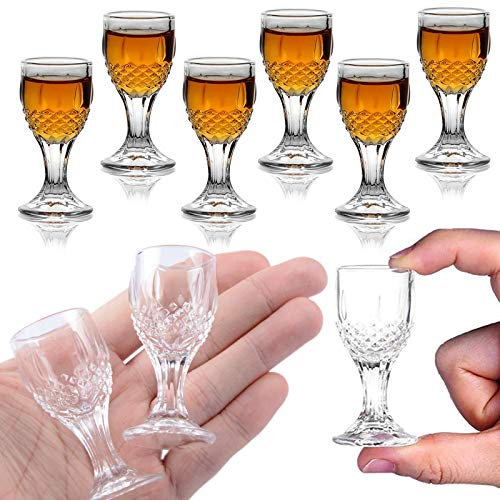REATR 6PACK 12 ML / 0.5 onces Verres à Shot Liqueur Baijiu Verre a Shot Mini Taille Liqueur Verre à saké Tasse en Verre à vin Chinois avec Tige verrerie drôle Baijiu Glass Shot Glass