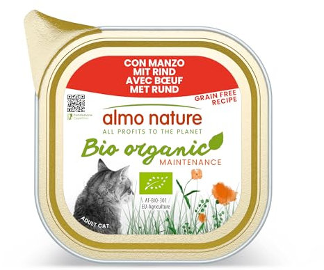 almo nature Bio Organic Maintenance nass für Katzen - mit Rind 85 g x 19 stück, 1.62 kg