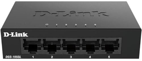 D-Link DGS-105GL 5-Port Gigabit Unmanaged Desktop Switch, Fanless, Low Profile, Metal Housing, Plug-and-Play, 802.3az EEE black DGS-105GL