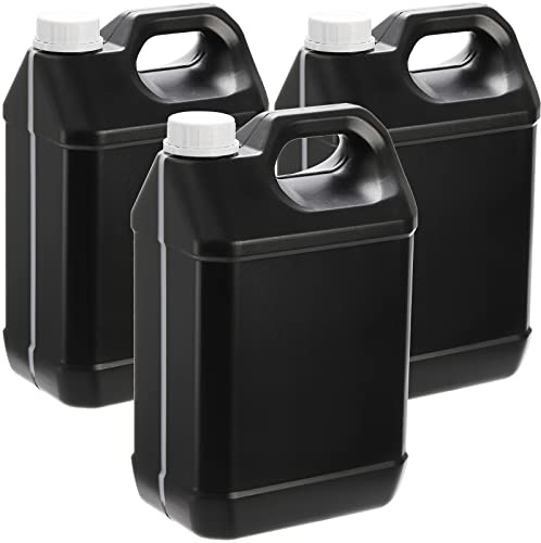 Hacaroa 3 Pack Plastic Storage Jug for Non-Flammable Liquid, 1 Gallon/4L HDPE Motor Oil Container with White Lid&Ergonomic Handle, Black Empty Bottle for Bleach, Detergent, Lubricant, Not for Fuel Use