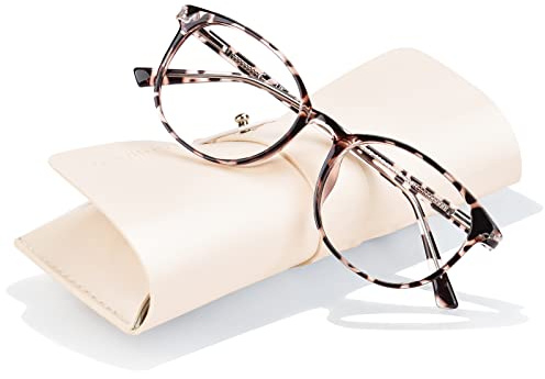 FONHCOO Blue Light Blocking Glasses Women Men Computer Eyeglasses,TR90 Fashion Round Transparent Anti Blue Light Glasses with Anti Eyestrain & UV Glare for Gaming & Reading (Tortoise)