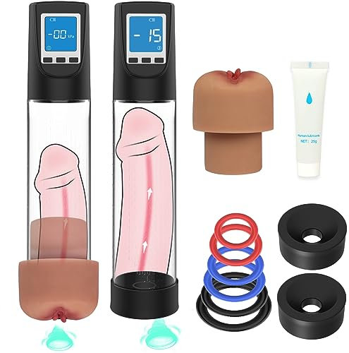 Mikymiky Penispumpen für Penisvergrößerung Penis Erektion, Elektrische Penis Vakuumpumpe mit 6 Saugstufen, Penis Pumpe Masturbator mit 2 Silikonhülsen 6 penisringSexspielzeug für Mann