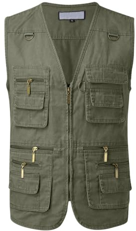 KBOPLEMQ Gilet d'été pour homme - Léger et respirant - Multifonction - Sans manches - Pour la pêche, la chasse, le camping, la randonnée, O Vert., 5X-Large