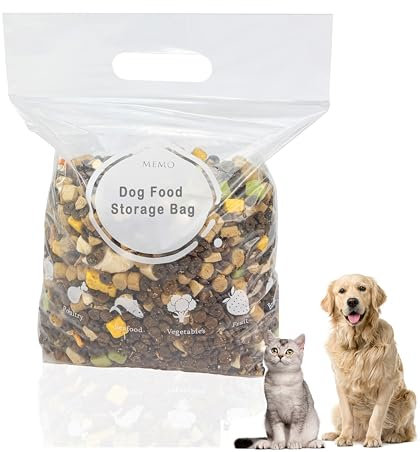 Meow&woof Dog Food Travel Container, Pet Storage Snack Bag For Camping, Traveling Essentials with Sealing Strip Built-in Handle Easy Carry, BPA Free, 4lbs Capacity Storage Foodbag-15pcs