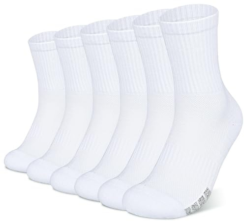 HIKERHEAVENLAR Calzini corsa uomo donna cotone Grip calzini sportivi Trekking Tennis allenamento imbottiti traspiranti anti-vesciche escursionismo Lavoro Ciclismo Calcio Basket 37-42 Bianchi M 6P