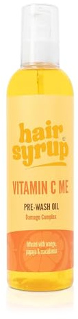 Hair Syrup | Vitamin C Me Pre-Wash Hair Oil | Revive Fragile, Delicate Strands | Made with Sweet Orange Oil, Papaya & Macadamia | Vegan | 100% Natural | 300ml Pump Bottle Applicator
