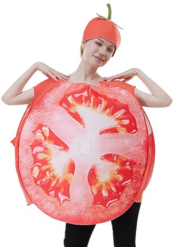Genérico Disfraz de Verdura,Disfraz De Tomate Adulto Fruta Verdura Rebanada - Traje Con Gorro Divertido Para Hombres Mujeres Fiestas Parejas - Decoraciones Carnaval Pascua