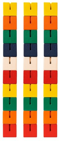 eMKay® Pack of 3 Wooden Twist and Lock Blocks | Fidget Toy for Kids & Adults | Sensory Stress Relief & Fine Motor Skill Development | Classic Retro Cube Puzzle Toy | Bright Coloured Wooden Cubes