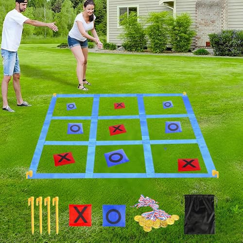 Mineup Gioco Gigante Tic Tac Toe, Gioco Tris Pieghevole, Lancio Sacchetti per Bambini e Adulti, 1.2 m, per Prato, Cortile, Carnevale, Campeggio, Festa di Compleanno, Riunione di Famiglia