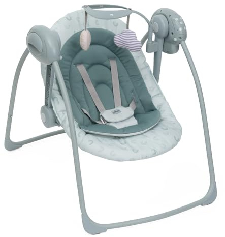 Chicco Swing&Play Columpio Eléctrico para Recién Nacidos 0 Meses+, 5 Velocidades de Balanceo, Melodías Relajantes, Plegable, Compacto y Ahorra Espacio, Respaldo con 2 Posiciones, 0 Meses