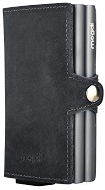 mogdi Duo Black Premium Herren Portmonee RFID Schutz Kartenetui Business Geldbörse feinstes A++ Echtleder Wallet Geldbeutel (anthrazit)