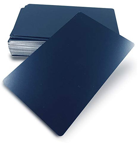 Ebamaz Dick Metall Visitenkarten aus Aluminium Legierung 86X54X0,45mm 50 Stücke Blanko für Gravur (Matt Schwarz)