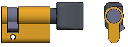 Art. 12405 MEZZO CILINDRO SAGOMATO CON POMOLO Finitura ottone Pomolo in nylon nero; - L - 43 - A - 33 - B - 10 - Finitura - ottone - Tipologia - sagomato
