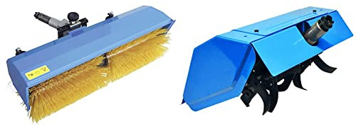Güde 95189 GKM 900 2 IN 1 Kehrmaschine zu 95180, Blau, 95 x 100 x 36 cm & 95183 GGF 620 Gartenfräse zu 95180 (455/575 mm Arbeitsbreite, 200 mm Arbeitstiefe, 300 mm Ø Messer), Blau