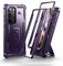 Dexnor Full Body Case for Samsung Galaxy S23 Ultra【Double front frame & Kickstand 】, Bumpershock Technology Drop Protection Rugged Phone Cover Shockproof Protective Bumper Case - Phantom Purple