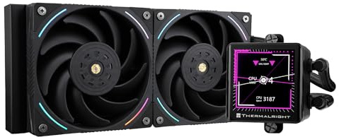 Thermalright Frozen Vision 240 Black AIO Wasserkühler,2.88-Zoll quadratischer IPS LCD-Bildschirm, 2150 U/min hohe Geschwindigkeit, kompatibel mit AMD / AM4 / AM5 und Intel 1150/1151/1200/20XX/1700