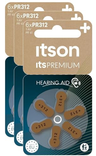 ITSON Lot de 3 x 6 Piles Auditives Zinc-Air Hearing aid PR312/PR41 ItsPREMIUM