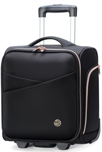 Lekespring Laptop Trolley Business asst bis zu 14 Zoll Laptop Aktenkoffer mit Rollen, Nylon Wasserabweisende Rollende Aktentasche Reisekoffer Handgepäck für Reisen/Business, Schwarz