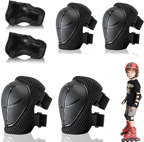 VireEyU Kit de Protection pour Enfants, 6 en 1 : Genouillères, Coudières et Protège-poignets, Ajustables et Robustes, Idéal pour le Patinage, le Cyclisme et le Roller, pour Enfants de 3 à 18 ans