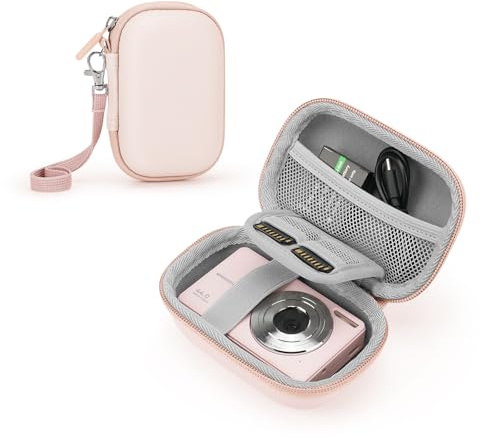 SQERO Camera Case for Digital Camera CAMKORY DC403 FHD 1080P/ KODAK PIXPRO FZ55/ FZ45/ STUOGYUM DC402-AF, SD Card Storage Travel Carry Cute Case Bag Small (Pink)