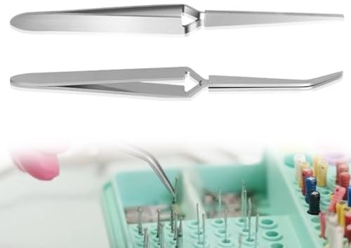 Emezddo 2 Stück Pinzetten-Set,Feinmechaniker Kreuzverriegelungs Splitterpinzette,gebogen und gerade Kreuzpinzette,Edelstahl spitzpinzette,lötpinzette,für DIY Basteln,Schmuckherstellung,Elektroniklabor