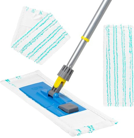 TNOMSNO Serpillères de Rechange, 2 Pcs Serpillères en Microfibre pour Balai Lave-Sol Housse de Nettoyage de Rechange La Tête de Ménage de Vadrouille, 44x15cm en Microfibre pour Tous Les Types de Sols
