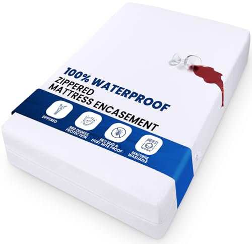Utopia Bedding Waterproof Mattress Encasement Single Size (90 x 190 x 30 cm), Zippered Mattress Protector Cover, Bed Bug & Dust Mite Proof, White