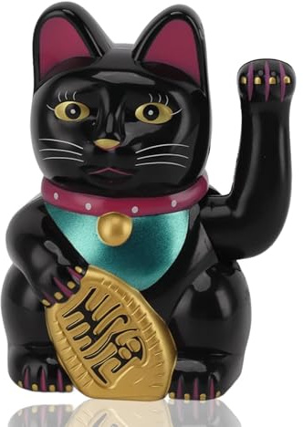 Jwthee Gato de la suerte, gato chino, lindo gato ondulante alimentado por energía solar, gato de la suerte, lindo gato de la fortuna solar, riqueza, bienvenido, Maneki Neko con brazo ondulante, gato