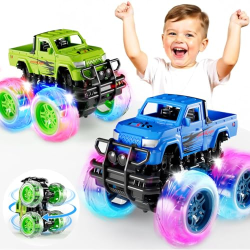 SEPHIX Monster Truck Toys for Boys 2-4 Years, 2-Pack Light Up Cars Gifts