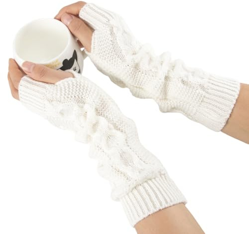 Cafevda Women Winter Arm Warmers Long Fingerless Mittens Gloves Wrist Warmers