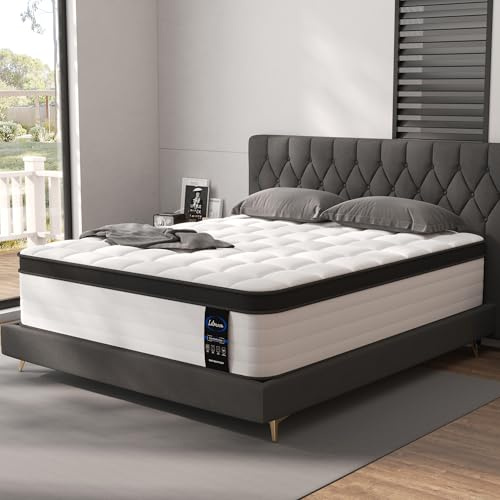 LETMOON Queen Size Mattresses, 14 Inch Hybrid Queen Mattress in a Box, Medium Firm Memory Foam and Pocket Springs, Strong Edge Support, Pressure Relief