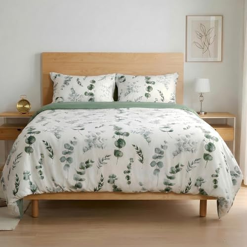 Etrexonline Juego de Funda Nórdica 4 Piezas Cama 150 Microfibra Suave Transpirable - 1 Funda Edredón 220x240 cm, 1 Bajera 150x200+30 cm y 2 Fundas de Almohada 50x75 cm (Eucalipto)