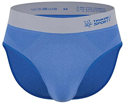 THUASNE - Calzoncillos Deportivos Seamless para Hombre - Sin Costuras - Reducción de la Fricción - Calzoncillos técnicos, Ligeros y Transpirables - Azul, S