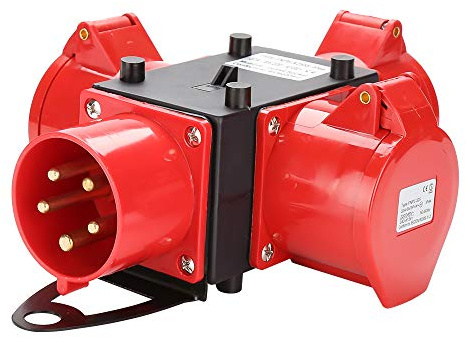 Randaco Répartiteur de courant de chantier - 3 x CEE 400 V/32 A IP44 - Prise CEE 5 broches - Avec couvercles de sécurité pour chantier