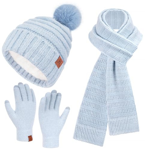 Bequemer Laden Womens Winter Hats Beanie Touchscreen Gloves Scarf Gifts