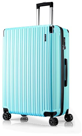 FLIEE Large Suitcase Hard Shell | Aluminum Telescopic Handle | TSA 3 Digit Combination Lock | 4 Dual Spinner Wheels | Lightweight Suitcase Large. (Coastal Blue, Large 28)