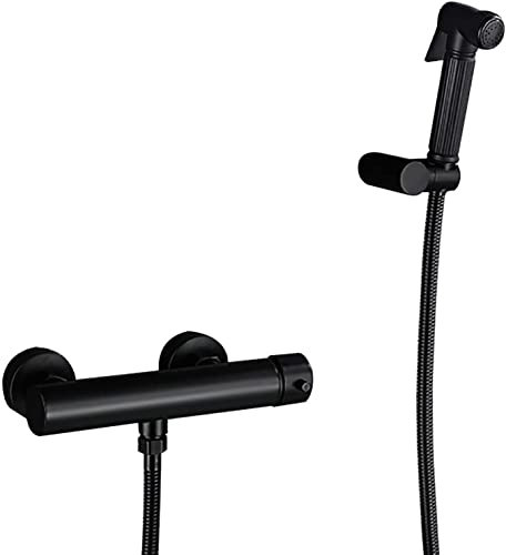 Spruzzatore per Bidet Portatile Nero per WC, Kit spruzzatore per Pannolini in Ottone, Set spruzzatore per Bidet a Parete con Tubo Flessibile per Doccia da 150 cm, Kit spruzzatore per Bidet p