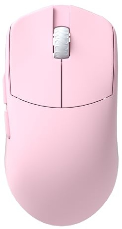 Lamzu Maya X trådlös spelmus, ultralätt 47 g, optisk strömbrytare, max 30 000 DPI, symmetrisk, MCU Nordic 52840, dammsäker kodare, PAW3950-sensor (större Maya) (rosa)