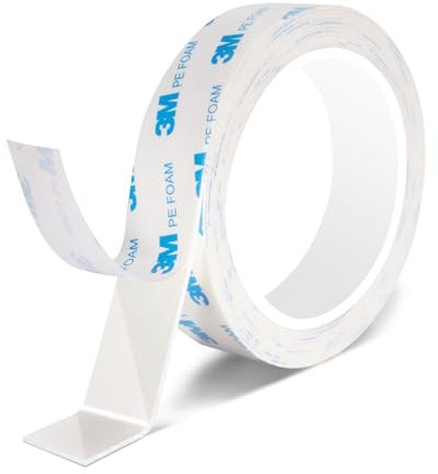 kinoco Ruban Double Face Extra Fort pour Montage - Mousse PE - Fixation Permanente Intérieur/Extérieur (20mm x 3m)