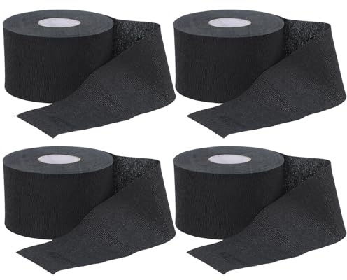 Veemoon Bandes de Cou et Usage Domestique 4 Rouleaux pour Salon de Coiffure Jetables en Papier Noir pour Protection Cheveux, Design à Usage Unique