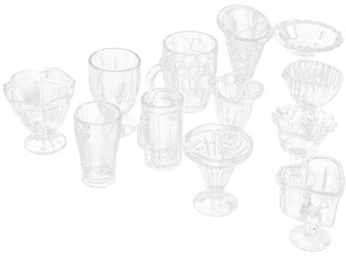 MOLUCKFU 12 Piezas Mini Vasos de Plástico para Casa de Muñecas Decoración de Cocina Miniatura para Accesorios de Vajilla Pequeños para Escenas y Manualidades