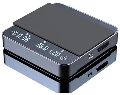 Báscula de cocina, Báscula Digital Profesional De Cocina Ultraprecisa Con Temporizador, Recargable, 0,1 G, 4 Modos, For Café Expreso Goteo, Barista,para hornear, café, joyería(Black(glass panel))
