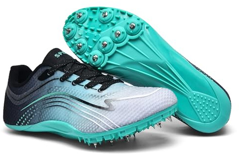 Dwihuize Zapatillas De Atletismo Hombre Zapatillas Profesionales para Correr En Pista con Clavos Zapatillas De Velocidad Y Salto De Altura para Carreras,Negro,39 EU